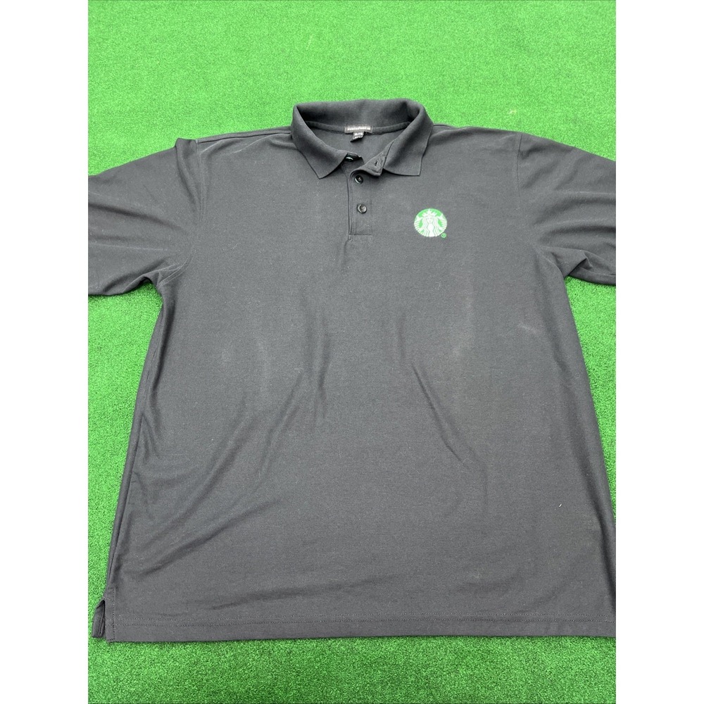 Starbucks Coffee Classic Logo Short Sleeve Polo Shirt Black Men's 2XL